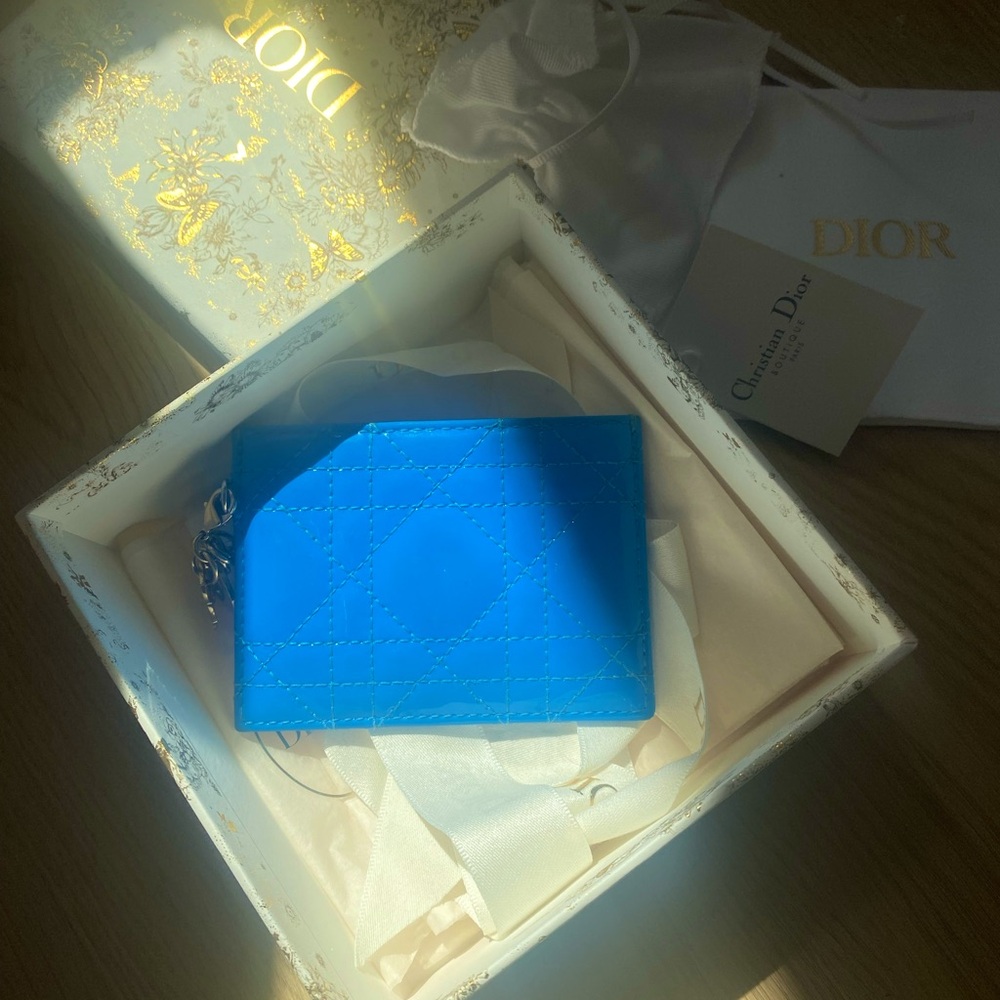 🦋 RARE | FULL INCLUSION Lady Dior Freesia Card Holder in Royal Blue